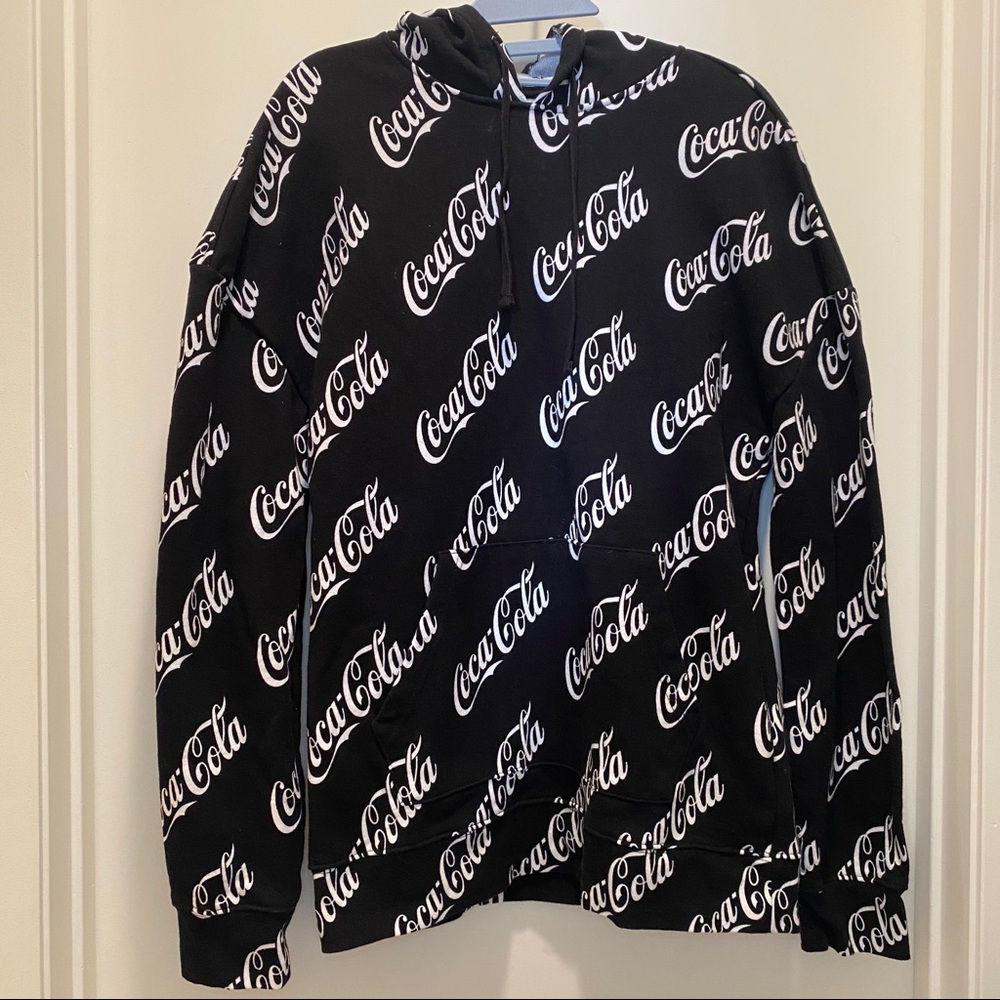 EUC Coca-Cola Font Logo Hoodie Small Medium